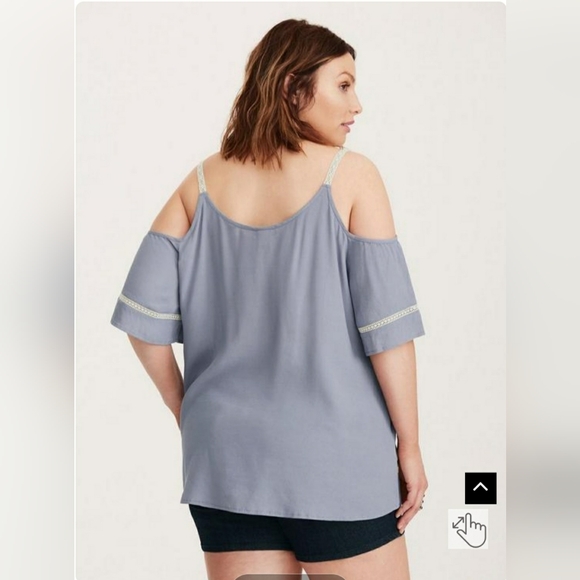 NEW TORRID BLUE EMBROIDERED COLD SHOULDER TOP...SIZE:0 - Picture 4 of 13